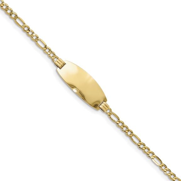 14ky Oval ID Semi-Solid Figaro Bracelet (Weight: 3.2 Grams, Length: 7 Inches)