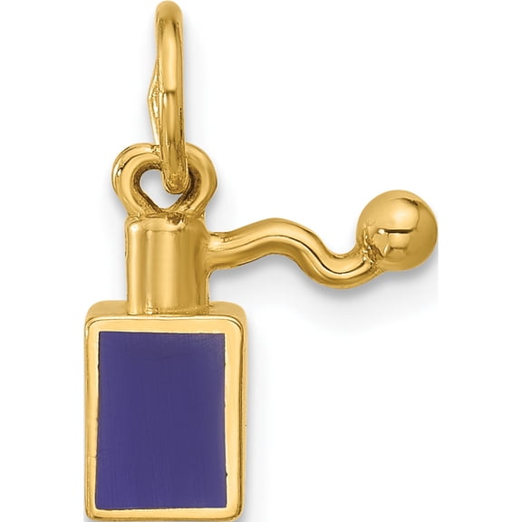 Jewelry by Sweet Pea 14K Yellow Gold Blue Enameled Square Perfume Bottle Charm