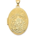 thumbnail image 1 of 14ky Yellow Gold Reversible Floral Swirl Design 26mm Oval Locket - 33.25mm, 1 of 7