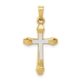 thumbnail image 1 of 14k Two-tone Gold Hollow Cross Pendant, 1 of 4