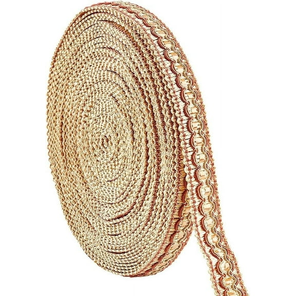 14m/15.3 Yards Golden Gimp Braid Trim 0.79 inch/20mm Corrugated Lace Ribbon Decorative Fabric Ribbon Golden Craft Trim for Sewing Upholstery Curtain Costume Home Decor