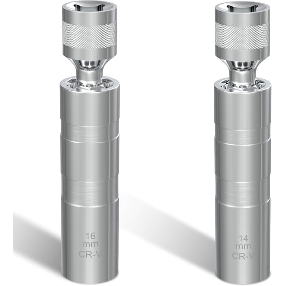 14mm 16mm Magnetic Swivel Spark Plug Socket Set, Thin Wall 3/8" Drive, 12-Point, Compatible with BMW, MINI, Nissan