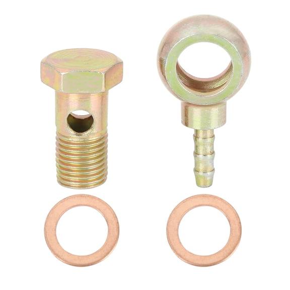 14mm Banjo Hose Barb Bolt Fittings Banjo Bolt Washer Kit Bronze Tone for Motorcycle Car
