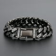 thumbnail image 1 of 14mm Black Hip Hop Shiny Cuban Link Chain Bracelets Women Men Gold Color Rhinestone Iced Out Chain Bracelets Punk Men Jewelry, 1 of 1