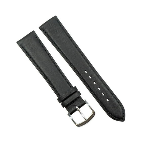 14mm Black Soft Leather Long Watch Strap