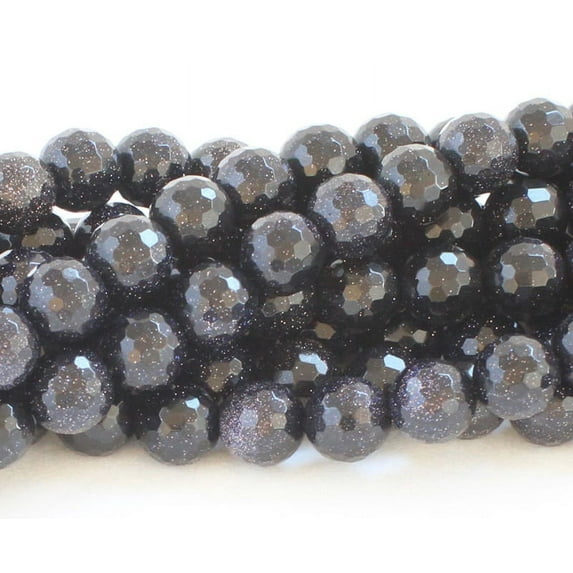 14mm Blue Goldstone Faceted Round Beads For Jewelry Making