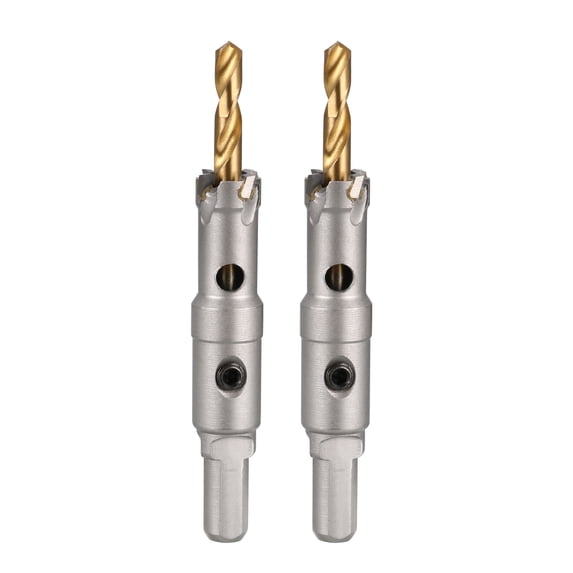 14mm Carbide Hole Cutter, Hole Saws for Stainless Steel Metal, Triangular Shank Limit Step, with Center Drill, 15mm 2