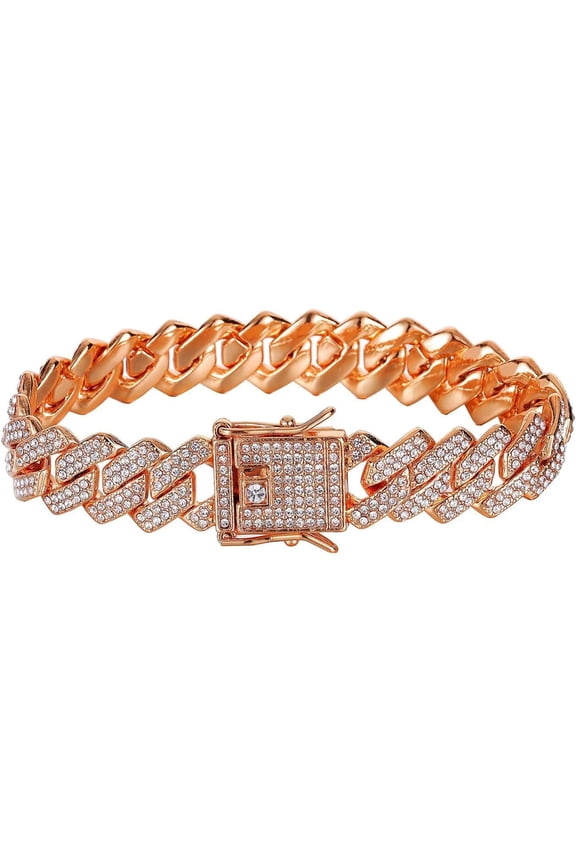 14mm Cuban Link Bracelet For Men Women Silver/Gold/Rose Gold Bracelets Iced Out Miami Cuban Bracelet Hip Hop Jewelry Gift