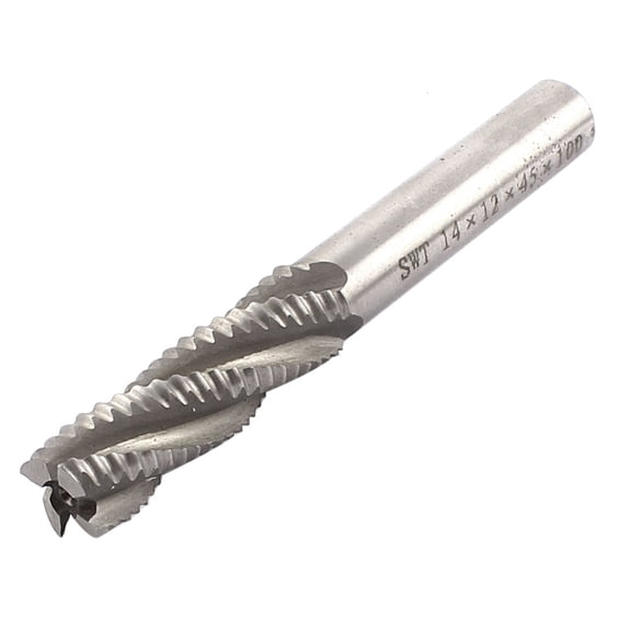 14mm Cutting Diameter 12mm Straight Shank 4 Flutes HSSAL Rough End Mill Cutter