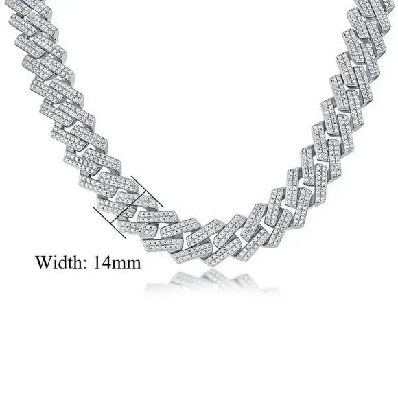 14mm Full Moissanite Cuban Link Necklace Bracelet 925 Sterling Silver Hip Hop Cuban Jewelry for Men Women Gift ZRB