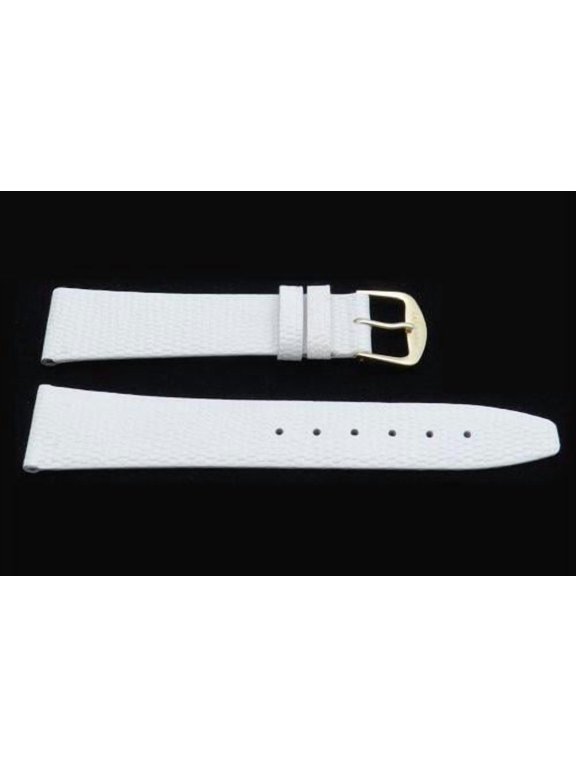 14mm Genuine Leather Lizard Grain White Watch Strap