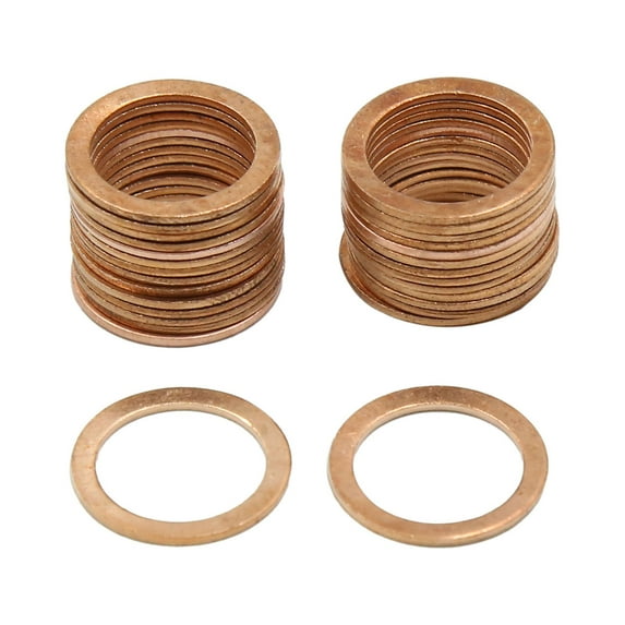 14mm Inner Dia Copper Flat Washers Car Engine Sealing Gaskets Rings 30pcs