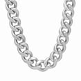 thumbnail image 1 of 14mm Large Rhodium Plated Flat Cuban Link Curb Chain Necklace, 36 inches, 1 of 7