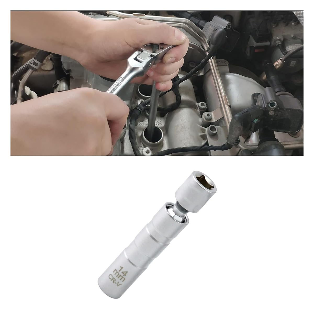 14mm Magnetic Swivel Spark Plug Socket, Thin Wall 3/8 Inch Drive 12 ...