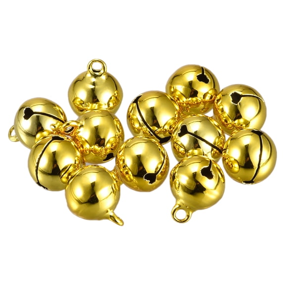 14mm Small Jingle Bells for Craft DIY Christmas Vacuum Plating Gold Tone 12 Pack