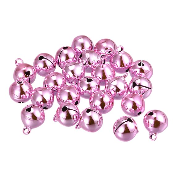 14mm Small Jingle Bells for Craft DIY Christmas Vacuum Plating Pink 48 Pack