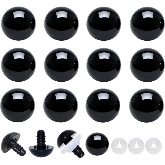 14mm Solid-Black Safety Eyes Craft Eyes for Amigurumi Crocheting