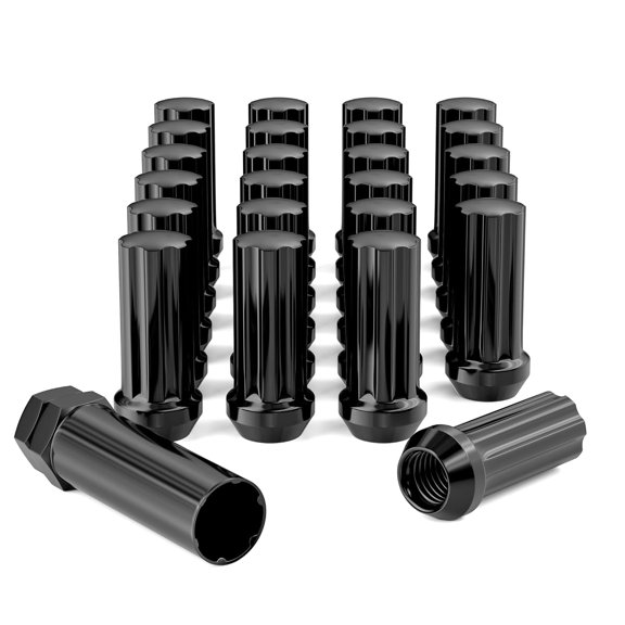 14mmx2.0 Wheel Lug Nuts, 24pcs+1pcs Socket M14x2 Black Thread XL Spline Lug Nuts Replacement for 2003-2014 F150 Expedition, Navigator