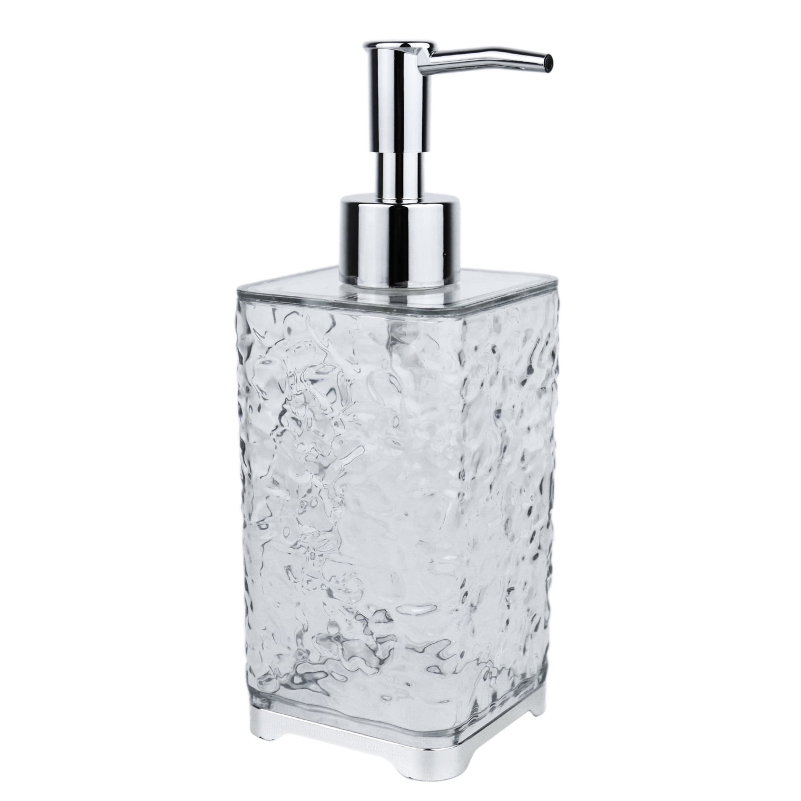 14oz/400ml Elegant Plastic Countertop Soap Dispenser with Water Wave Texture, Durable Transparent Acrylic Hand Dish Lotion Dispenser for Kitchen, Bathroom and Bedroom (Transparent)