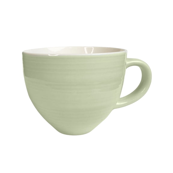 14oz Ceramic Coffee Mug for Office and Home,Breakfast Oats Mug Tea Cup,Hand Painted with Handles,Dishwasher Microwave Safe,Best Gifts for Women and Men (Green)