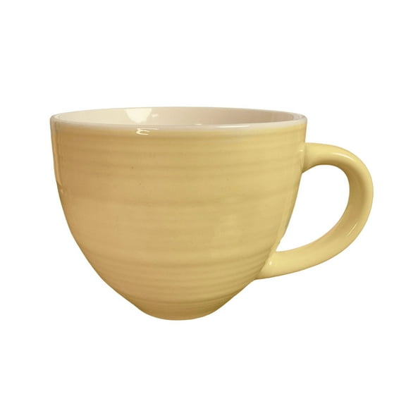 14oz Ceramic Coffee Mug for Office and Home,Breakfast Oats Mug Tea Cup,Hand Painted with Handles,Dishwasher Microwave Safe,Best Gifts for Women and Men (Yellow)