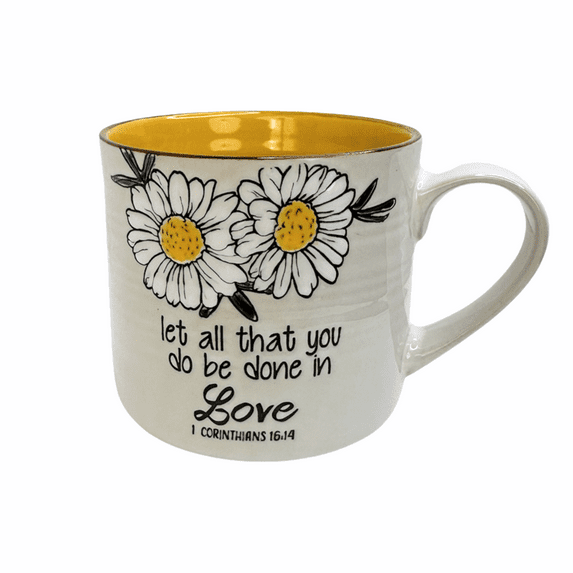 14oz Ceramic Tea Cup Coffee Mug for Office and Home, Hand Painted with Handles, Vintage Flower Blossom Mug, Dishwasher Microwave Safe,Best Gifts for Women and Men