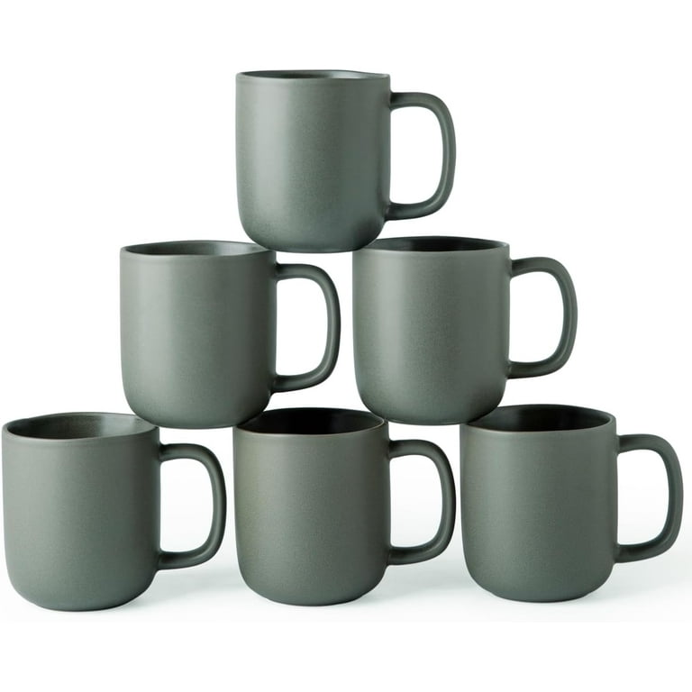 14oz Coffee Mugs Set of 6, Ceramic Coffee Mugs with Large Handle & Wavy Rim  for Latte/Hot Cocoa/Tea, Stylish Coffee Mugs for Men Women.  Oven,Dishwasher&Microwave Safe, Reactive Glaze - Walmart.com