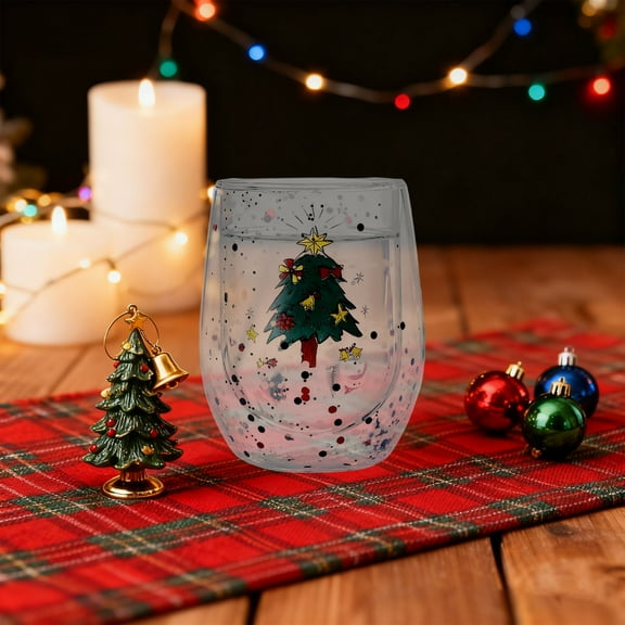 14oz Cute Christmas Tree Mugs - Double Wall Insulated Glasses, Tea & Milk Cup, Snowflake Decoration, for Christmas & Birthday Gifts, Hottest Christmas Gifts 2025 (Style B)
