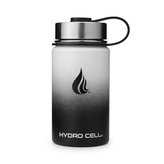 14oz (Fluid Ounces) Wide Mouth Hydro Cell Stainless Steel Water Bottle Black/White