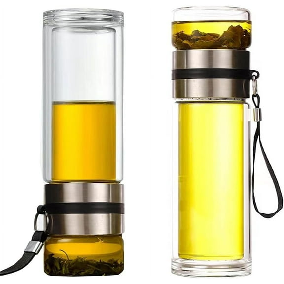 14oz Glass Tea Infuser Bottle and Water Bottle Separation Tea Bottle Mug Cup with Tea Infuser, Infusion Mug，Portable Travel tea tumbler, Father's Day gift, Tea Tnfuser Tumbler