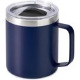 14oz Insulated Coffee Mug with Sliding Lid, Double-Wall Stainless Steel ...