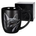 thumbnail image 1 of 14oz Matte Black Ceramic Fox Mug - Minimalist Sketch Art Coffee Cup - Microwave Dishwasher Safe Gift for Him Her, 1 of 11