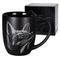 thumbnail image 1 of 14oz Matte Black Ceramic Fox Mug - Minimalist Sketch Art Coffee Cup - Microwave Dishwasher Safe Gift for Him Her, 1 of 11