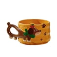thumbnail image 1 of 14oz Red Dachshund Ceramic Mug, 3D Dog with Green Bow & Apple Print, Dishwasher Safe, Cute Dog Lover Gift for Home Office, 1 of 3