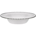 thumbnail image 1 of 14oz Silver Beaded White Round Plastic Bowl - Elegant Disposable Serving Bowl for Weddings, Parties, and Special Events - Durable, Reusable Tableware - Perfect for Catering and Buffets (20), 1 of 1