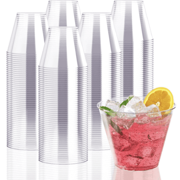 14oz Silver Plastic Cups for Party, Disposable Silver Plastic Cups, Cocktail Glasses for Wedding