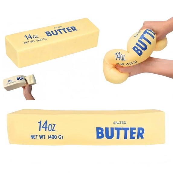 14oz Squeezy Butter Toy for Kids - Jumbo Squishy Stick of Butter - Realistic Slow Rising Food Fidget Toy for Stress Relief & Anxiety Relaxation 2026