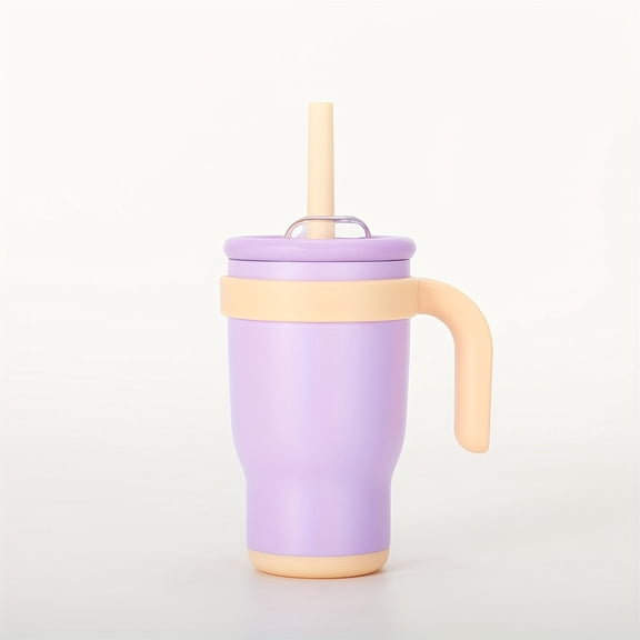 14oz Tumbler with Handle, Insulated Water Bottle with Straw And 2in 1 Lid, Stainless Steel Cup Travel Coffee Mug for Sports Office Gym Kitchen