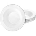 thumbnail image 1 of 14oz White Round Plastic Bowl with Silver Edge - Elegant Disposable Serving Bowl for Weddings, Parties, and Special Events - Durable, Reusable Tableware - Perfect for Catering and Buffets (30), 1 of 3
