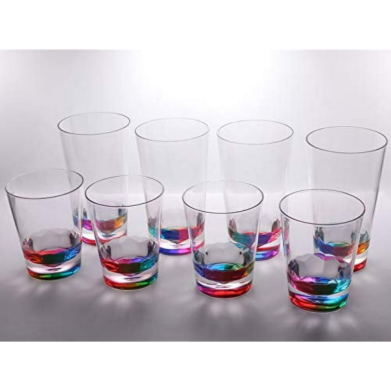 14oz and 22oz Rainbow Colored Acrylic Glasses, Set of 8 BPA Free