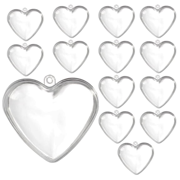 Factory Direct Craft Clear Acrylic Fillable Heart Ornaments, Set of 14, 60mm Heart Craft Ornaments