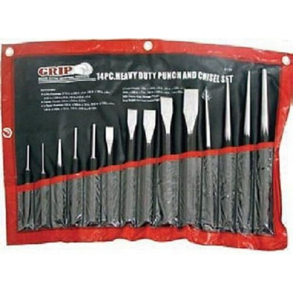 14pc GRIP Punch Chisel Set Pin Taper Center Cold Chisels Punches 61104