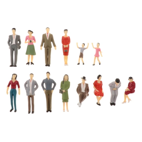 14pcs 1:30 Painted Ahitecture Model Train People Figures G Miniature Type K