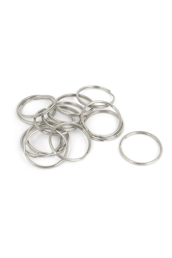 14pcs 25mm Diameter Silver Tone Metal Split Key Ring Chain Keyring Keychain Loop Keychain