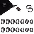 thumbnail image 1 of 14pcs 7 Size Stainless Steel Grooved Finger Rings set with 1pc Rectangle Velvet Pouches Electrophoresis Black Inner Diameter: 16.5~22mm 2pcs/size DIY, 1 of 6