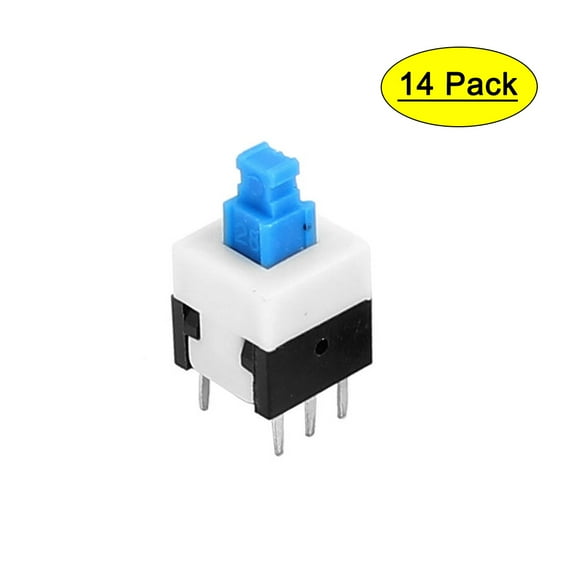 14pcs 8x8mm PCB Tact Tactile Push Button Switch Self Lock Latching 6P DIP