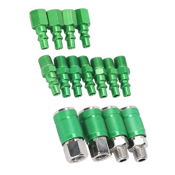 14pcs Aluminum Air Hose Fittings Set General Couplers & Plugs 1/4inch General Air Couplers Pneumatic Tool Accessories