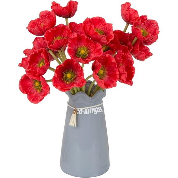 14pcs Artificial Poppy Flowers,11 Inch Faux Corn Poppy Flowers,Premium Common Poppy Flowers for Remembrance Home Decor Centerpiece Craft Bouquet Supply,Red