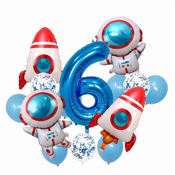 14pcs Astronaut Space Party Decorations - Rocket Theme Balloons for Kids' Birthday Celebrations
