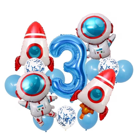 14pcs Astronaut Space Party Decorations - Rocket Theme Balloons with Spaceman Designs for Kids' Birthday Parties